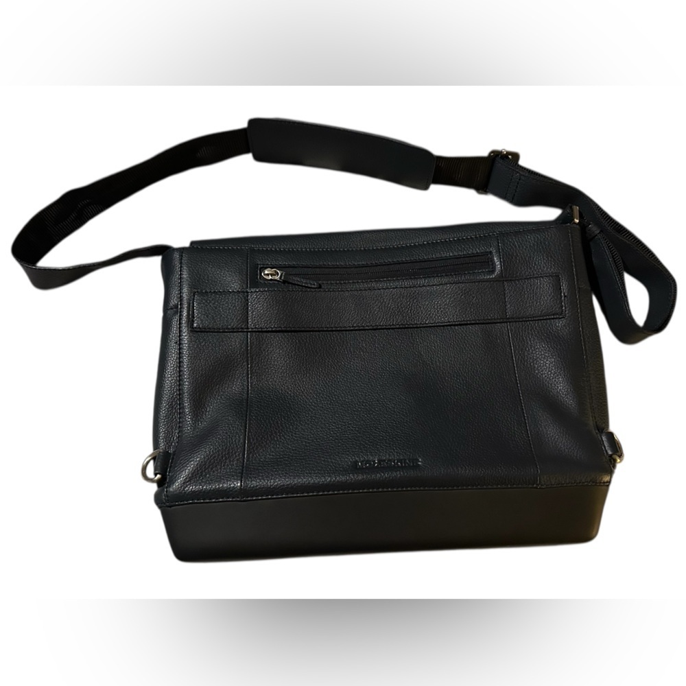 Moleskine Black Leather Laptop Bag w/ adj. waist strap. - Picture 2 of 10